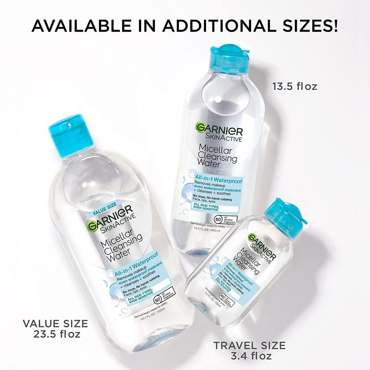 Garnier Skinactive Micellar Water for Waterproof Makeup, Facial Cleanser & Makeup Remover, 13.5 Fl Oz (400Ml), 1 Count (Packaging May Vary) - Supply Center USA