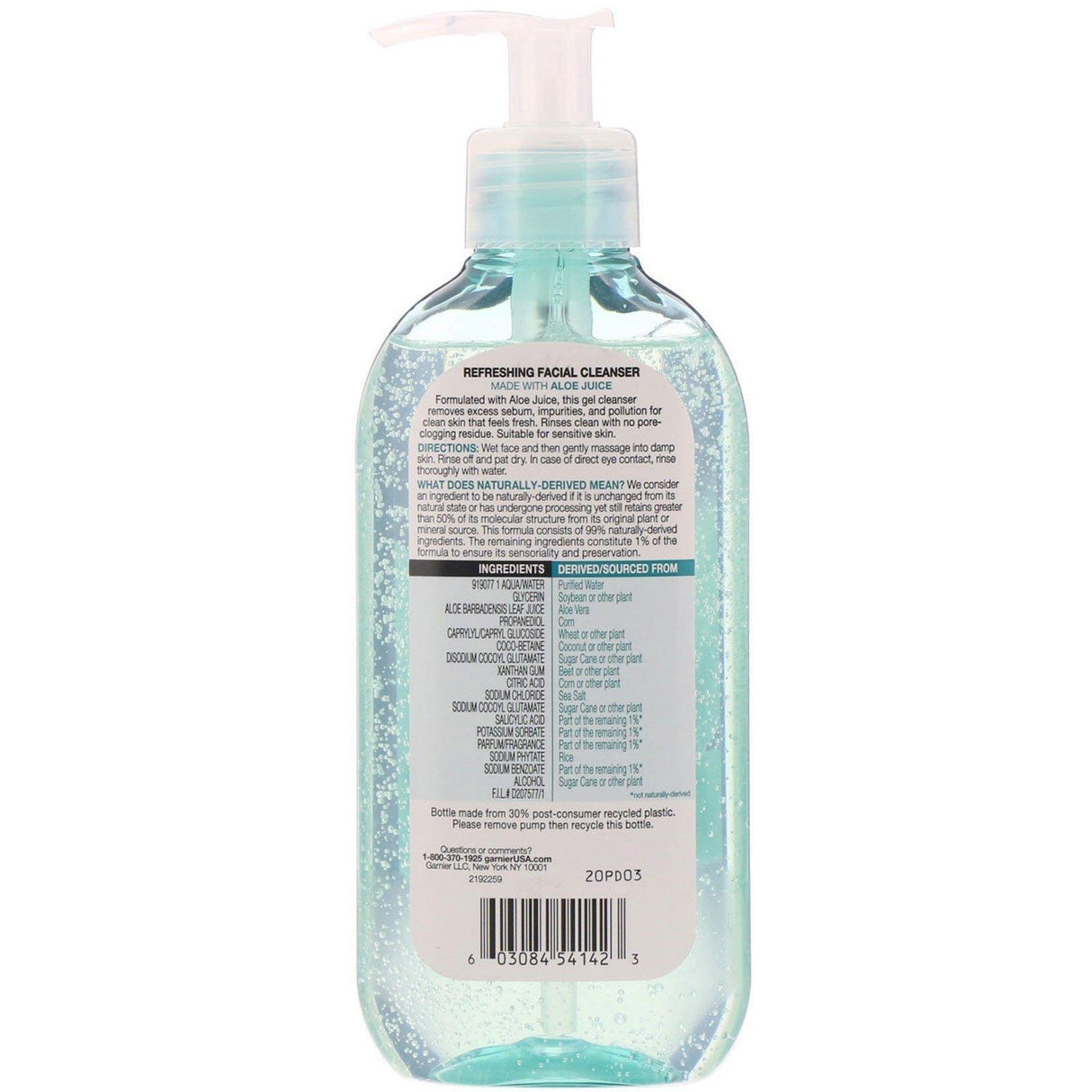 Garnier, SkinActive, Refreshing Facial Cleanser with Aloe Juice, 6.7 fl oz (200 ml) - Supply Center USA