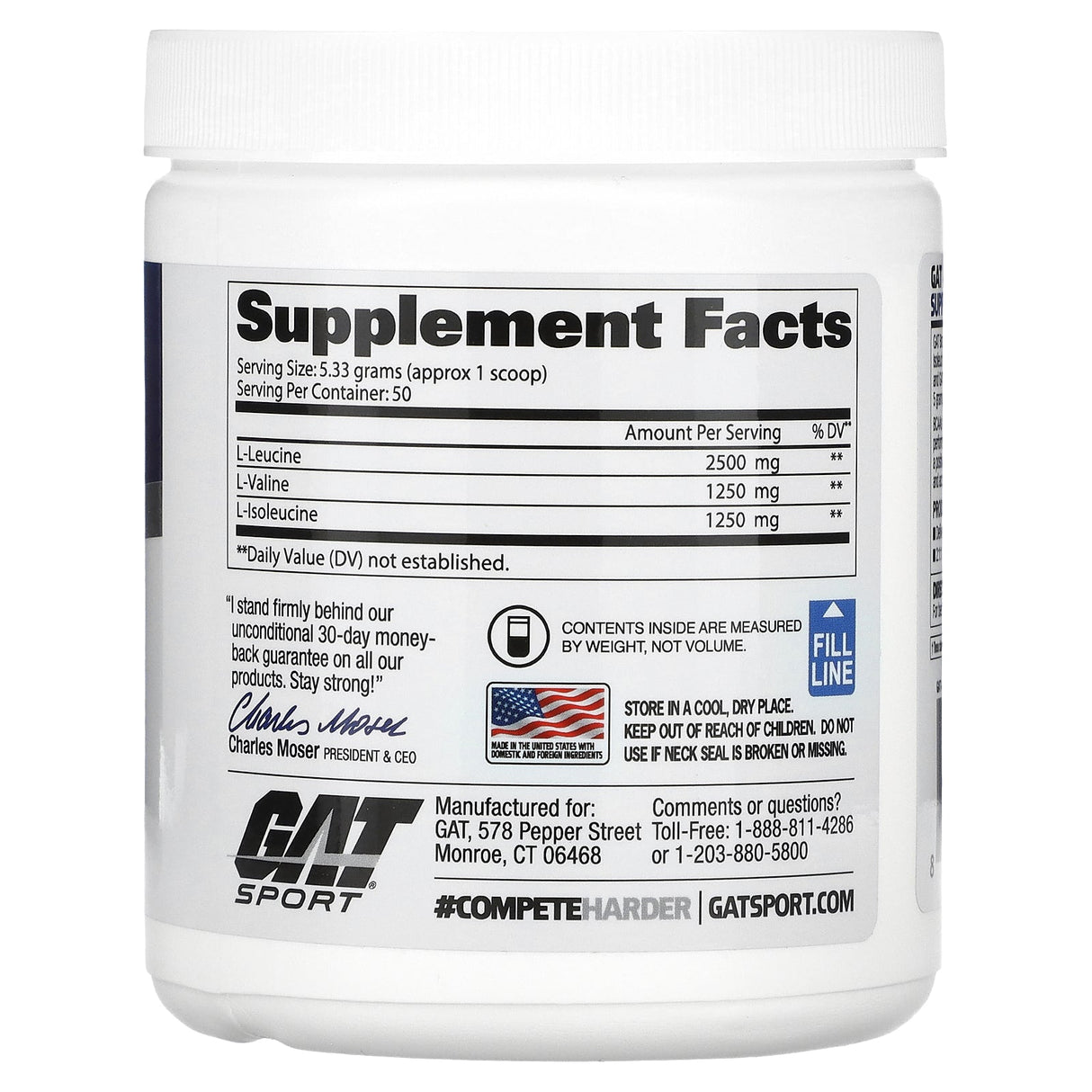 GAT, BCAA Powder, Unflavored, 9.4 oz (266.5 g) - Supply Center USA