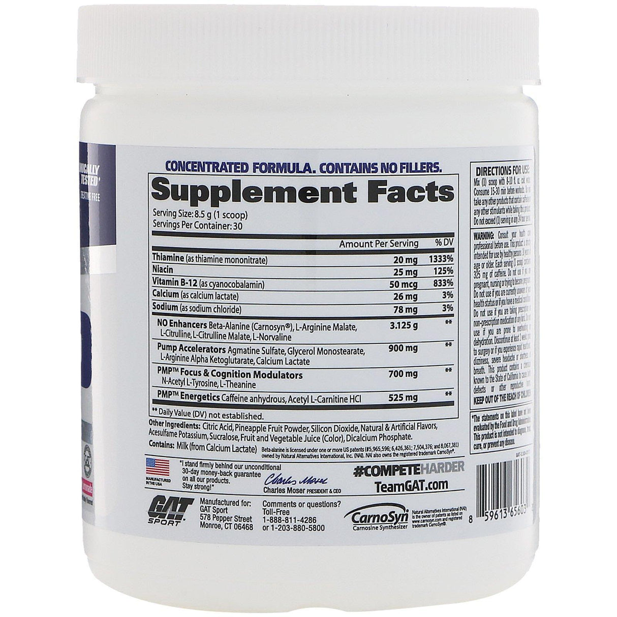 GAT, PMP, Pre-Workout, Peak Muscle Performance, Raspberry Lemonade, 9 oz (255 g) - Supply Center USA