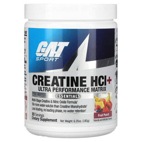 GAT, Sport, Creatine HCI + Ultra Performance Matrix, Fruit Punch, 6.35 oz (180 g) - Supply Center USA