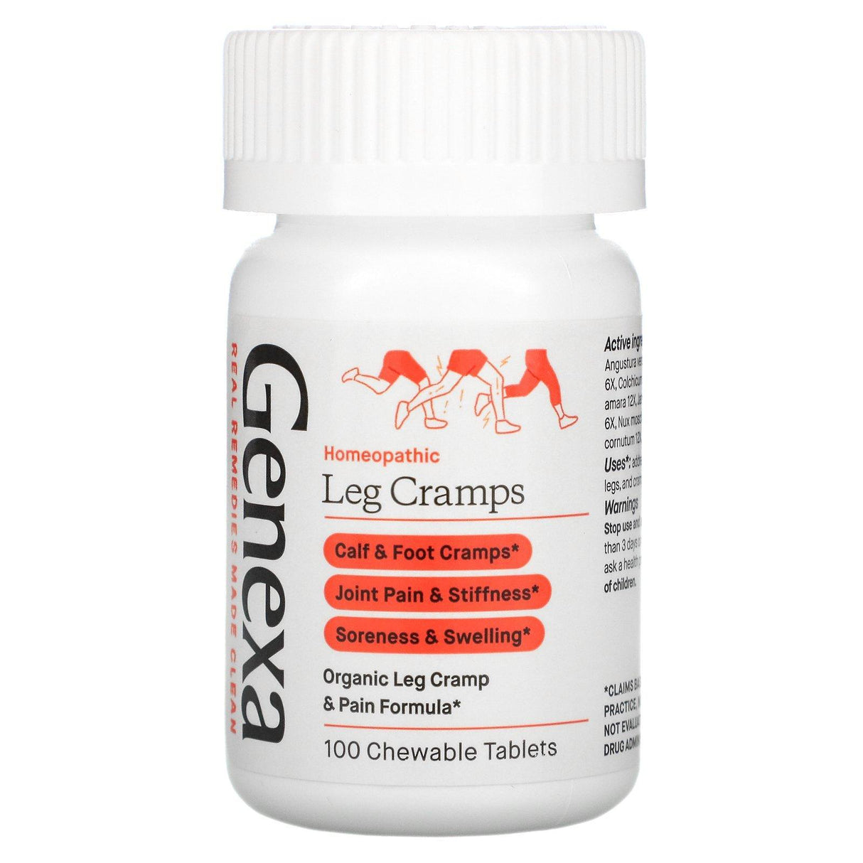 Genexa, Homeopathic Leg Cramp, Organic Leg Cramp & Pain Formula, Grape, 100 Chewable Tablets - Supply Center USA