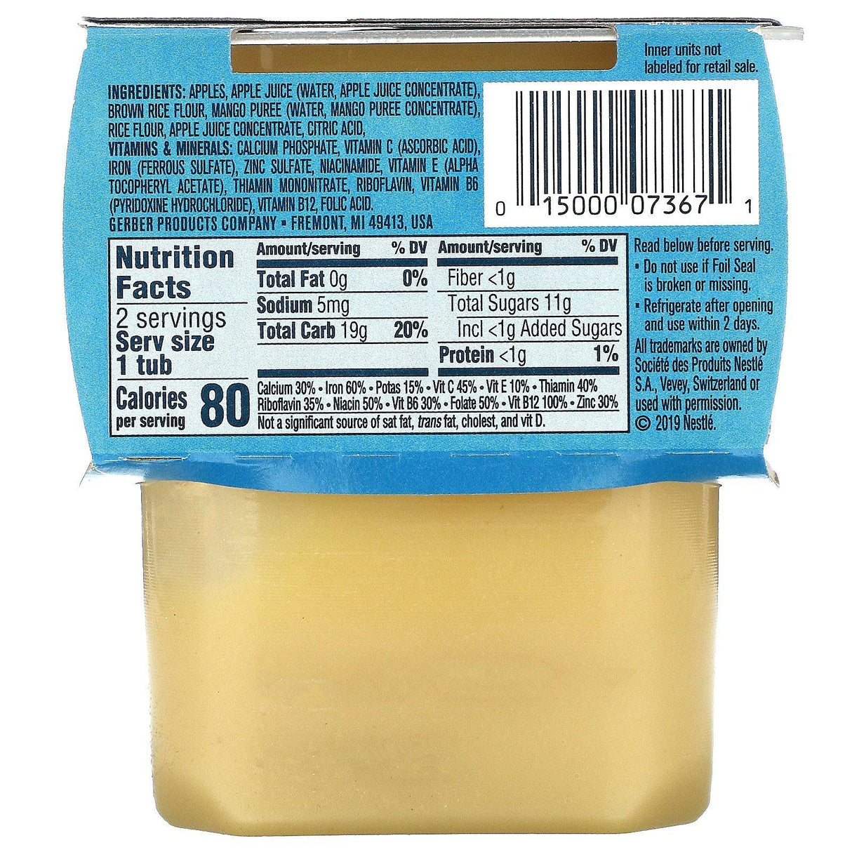Gerber, Apple Mango With Rice Cereal, 2nd Foods, 2 Pack, 4 oz (113 g) - Supply Center USA