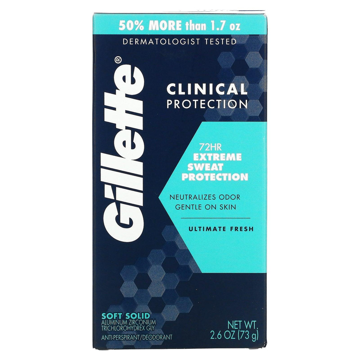 Gillette, Soft Solid Deodorant, Ultimate Fresh, 2.6 oz (73 g) - Supply Center USA