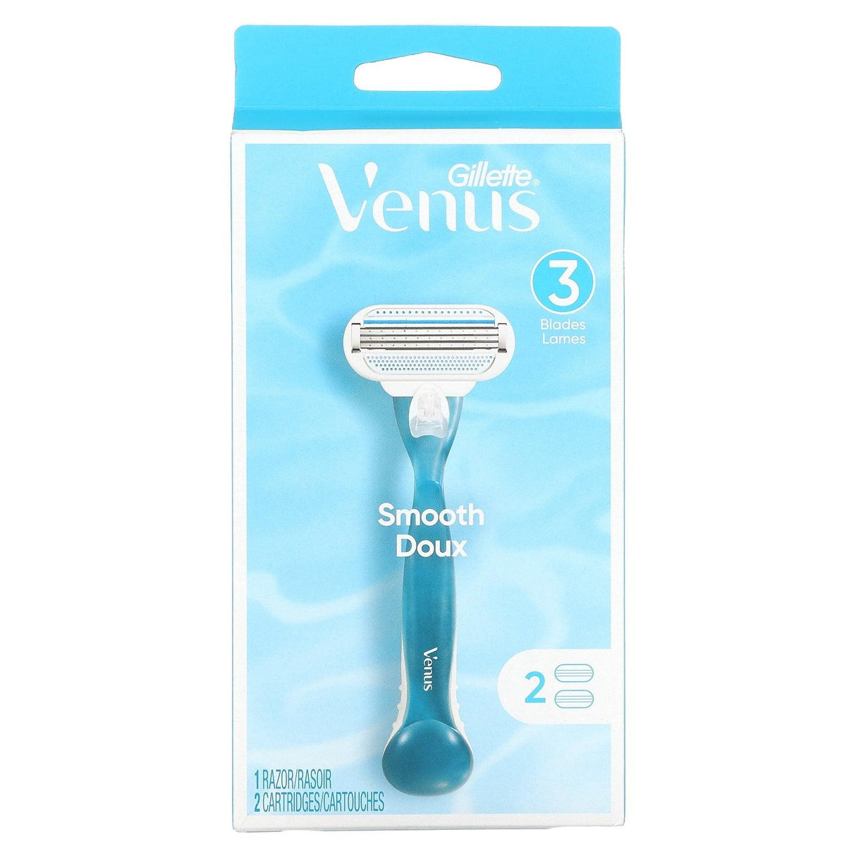 Gillette, Venus, Smooth, 1 Razor, 2 Cartridges - Supply Center USA
