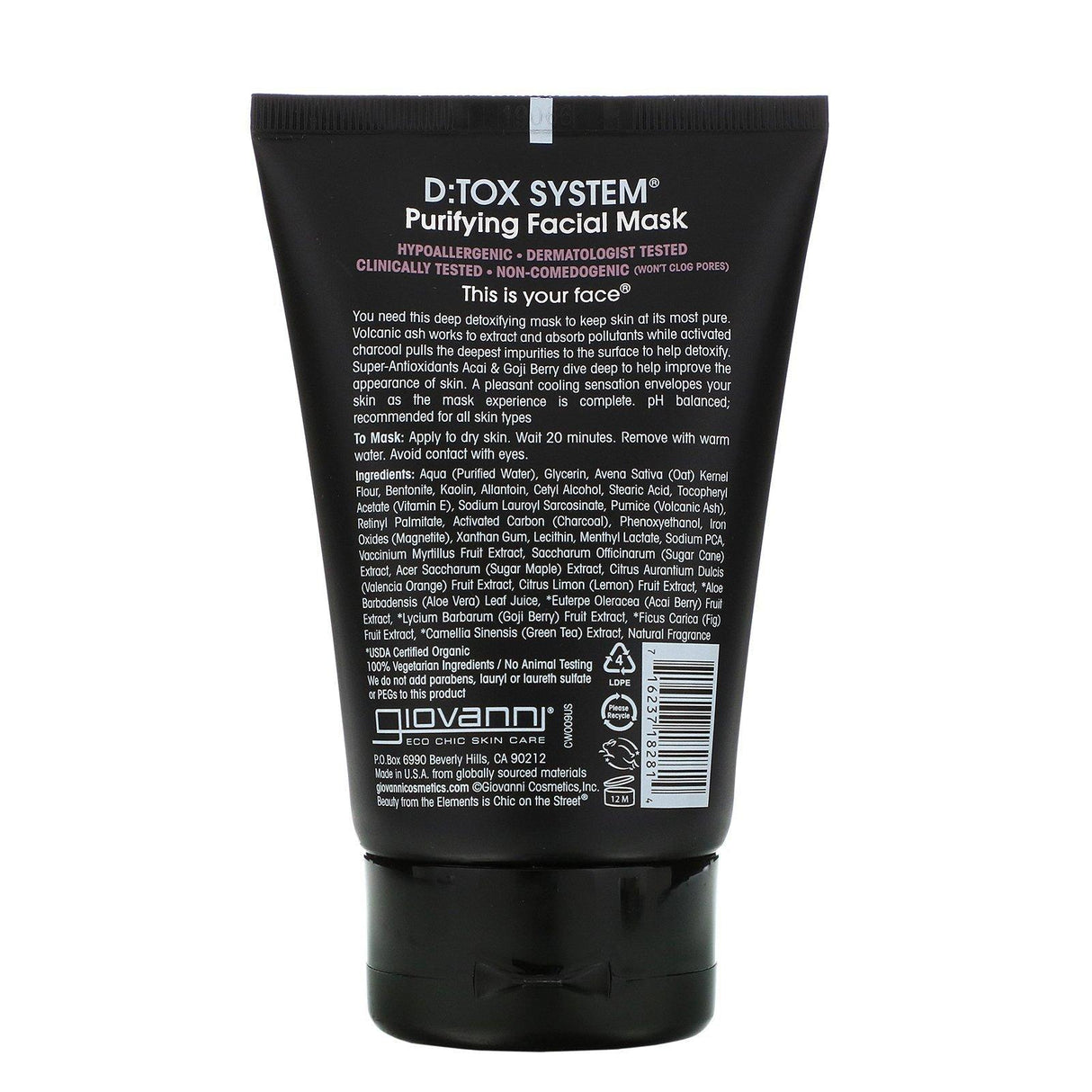 Giovanni, D:TOX System, Purifying Beauty Facial Mask, 4 oz (113 g) - Supply Center USA