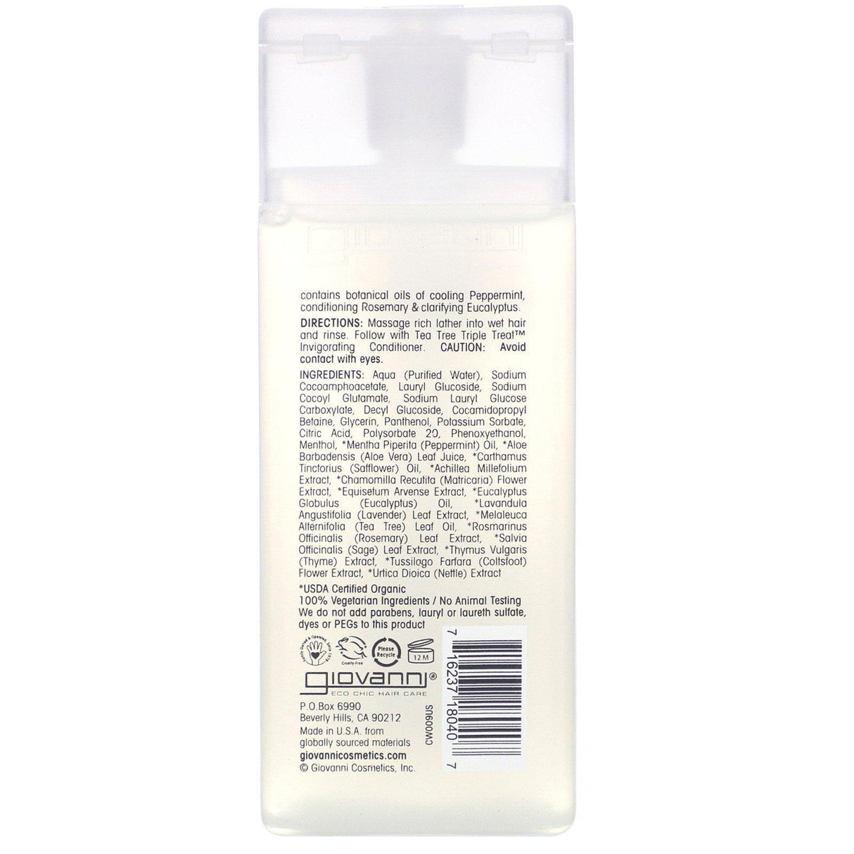 Giovanni, Tea Tree Triple Treat, Invigorating Shampoo, For All Hair Types, 2 fl oz (60 ml) - Supply Center USA