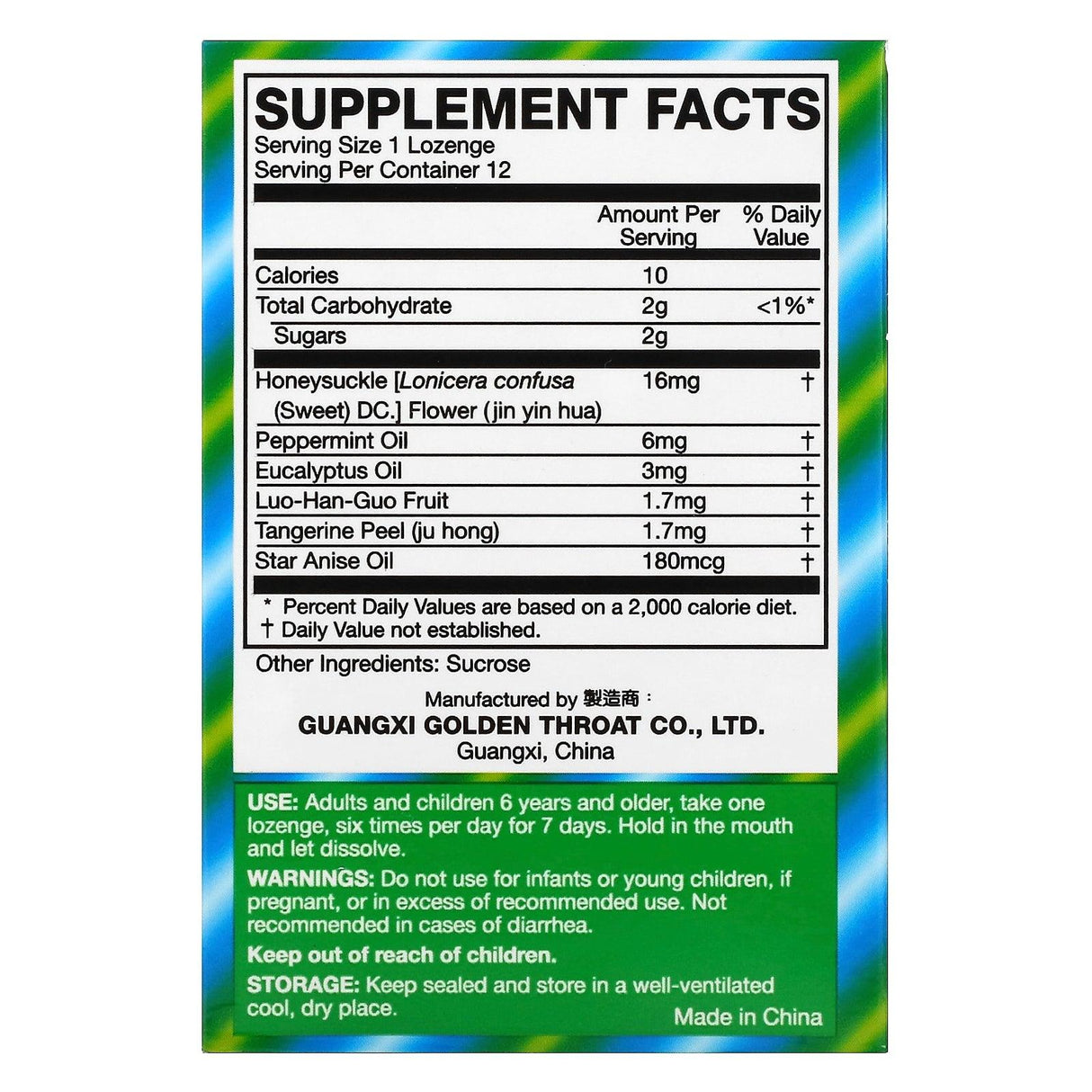 Golden Throat, Lozenge, 12 Lozenges - Supply Center USA
