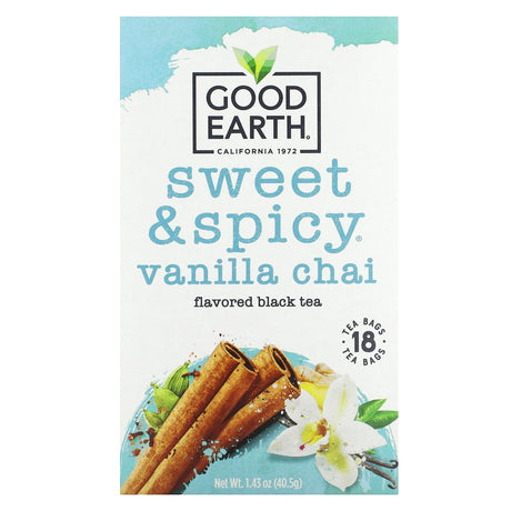 Good Earth Teas, Black Tea, Sweet & Spicy, Vanilla Chai, 18 Tea Bags, 1.43 oz (40.5 g) - Supply Center USA