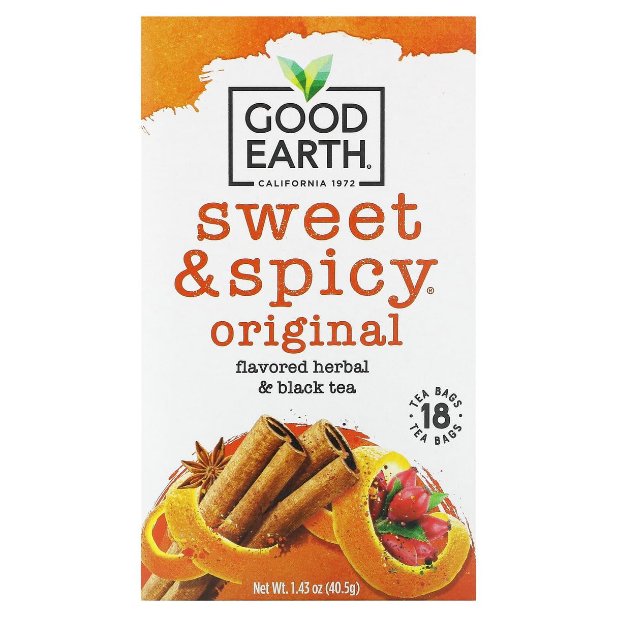 Good Earth Teas, Herbal & Black Tea, Sweet & Spicy, Original, 18 Tea Bags, 1.43 oz (40.5 g) - Supply Center USA
