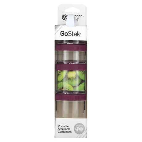 GoStak, Portable Stackable Containers, Plum, Starter 4 Pack - Supply Center USA