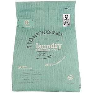 Grab Green, Stoneworks, Laundry Detergent Pods, Rain, 50 Loads, 1.65 lbs (750 g) - Supply Center USA
