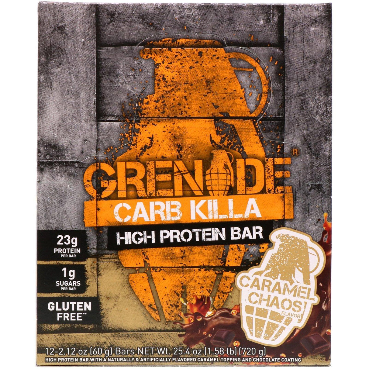 Grenade, Carb Killa, High Protein Bar, Caramel Chaos, 12 Bars, 2.12 oz (60 g) Each - Supply Center USA