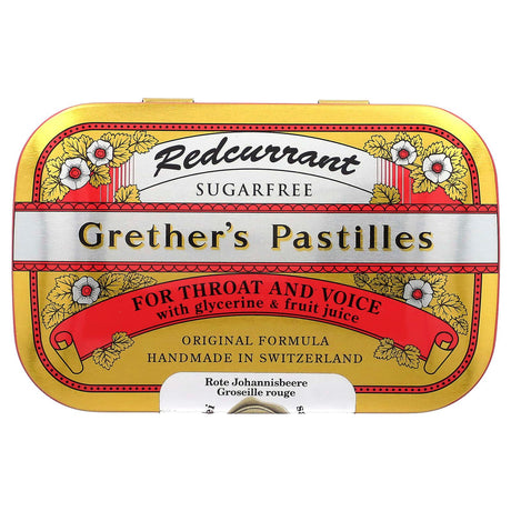 Grether's Pastilles, For Throat and Voice, Sugar Free, Redcurrant, 24 Lozenges, 2 1/8 oz (60 g) - Supply Center USA