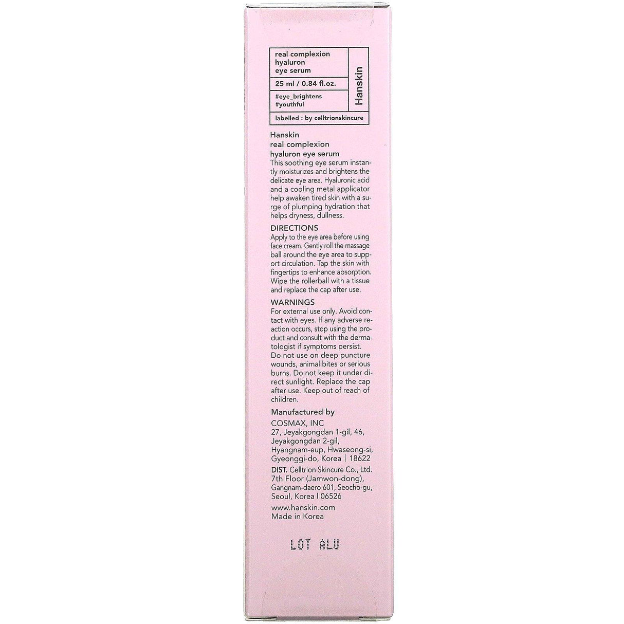 Hanskin, Real Complexion, Hyaluron Eye Serum, 0.84 fl oz (25 ml) - Supply Center USA
