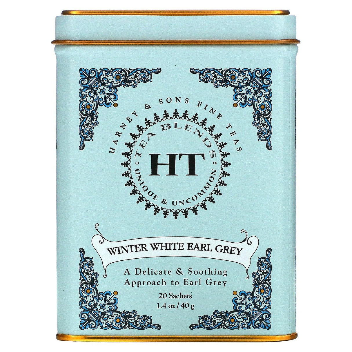 Harney & Sons, HT Tea Blends, Winter White Earl Grey Tea, 20 Sachets, 1.4 oz (40 g) - Supply Center USA