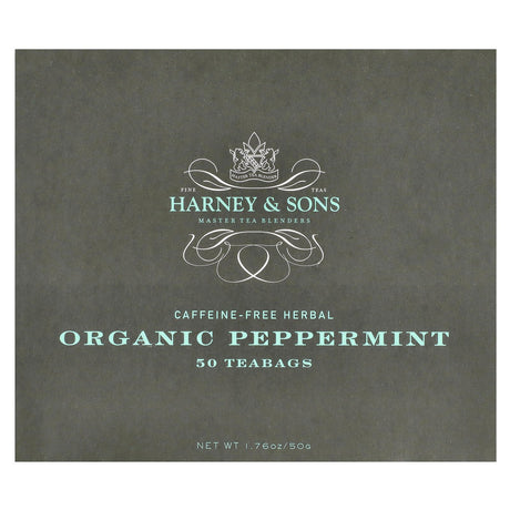 Harney & Sons, Organic Peppermint Herbal Tea, Caffeine-Free, 50 Tea Bags, 1.76 oz (50 g) - Supply Center USA