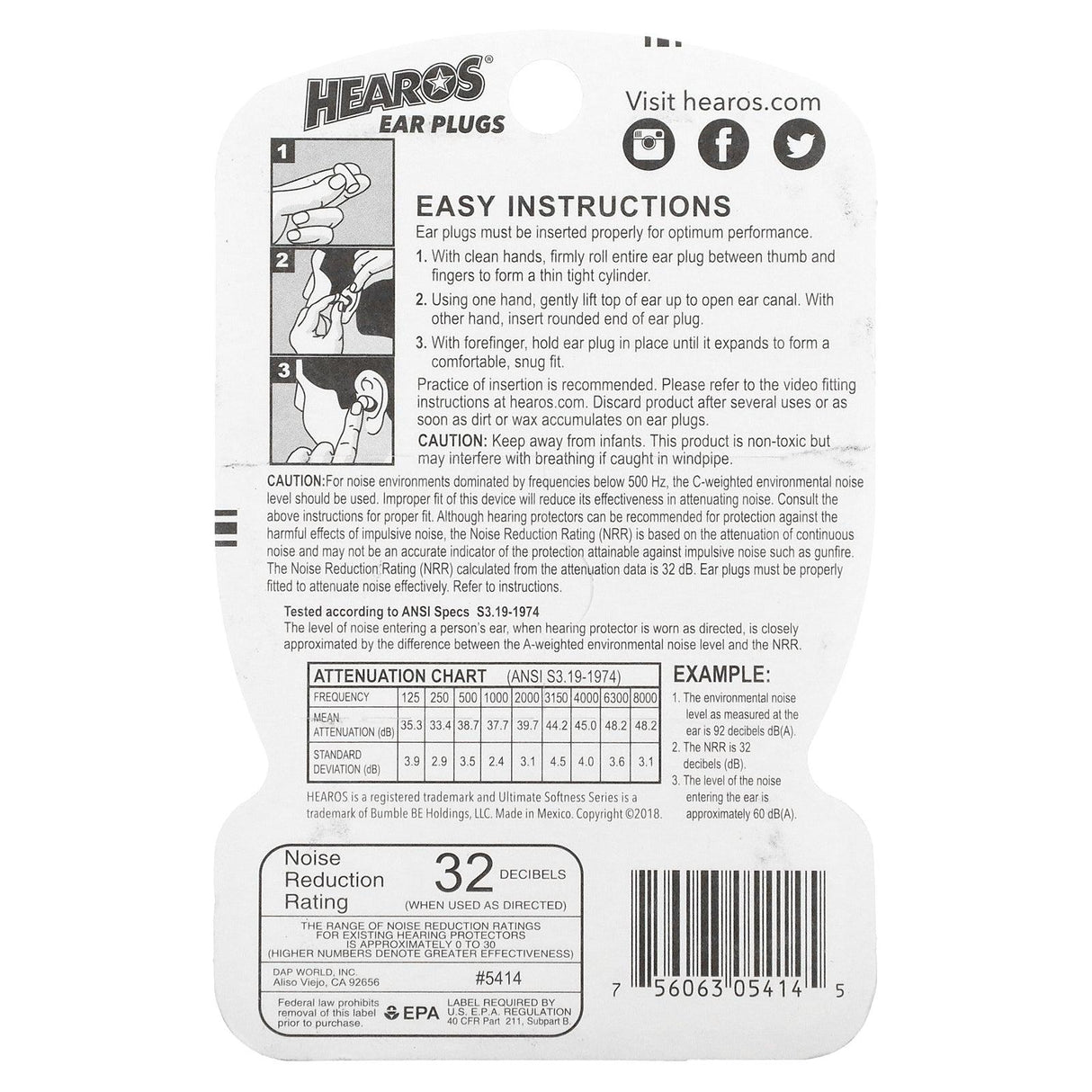 Hearos, Ear Plugs, NRR 32, 14 Pairs - Supply Center USA