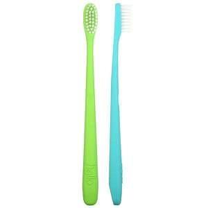 Hello, BPA-Free Toothbrushes, Soft, Green/Blue, 2 Toothbrushes - Supply Center USA