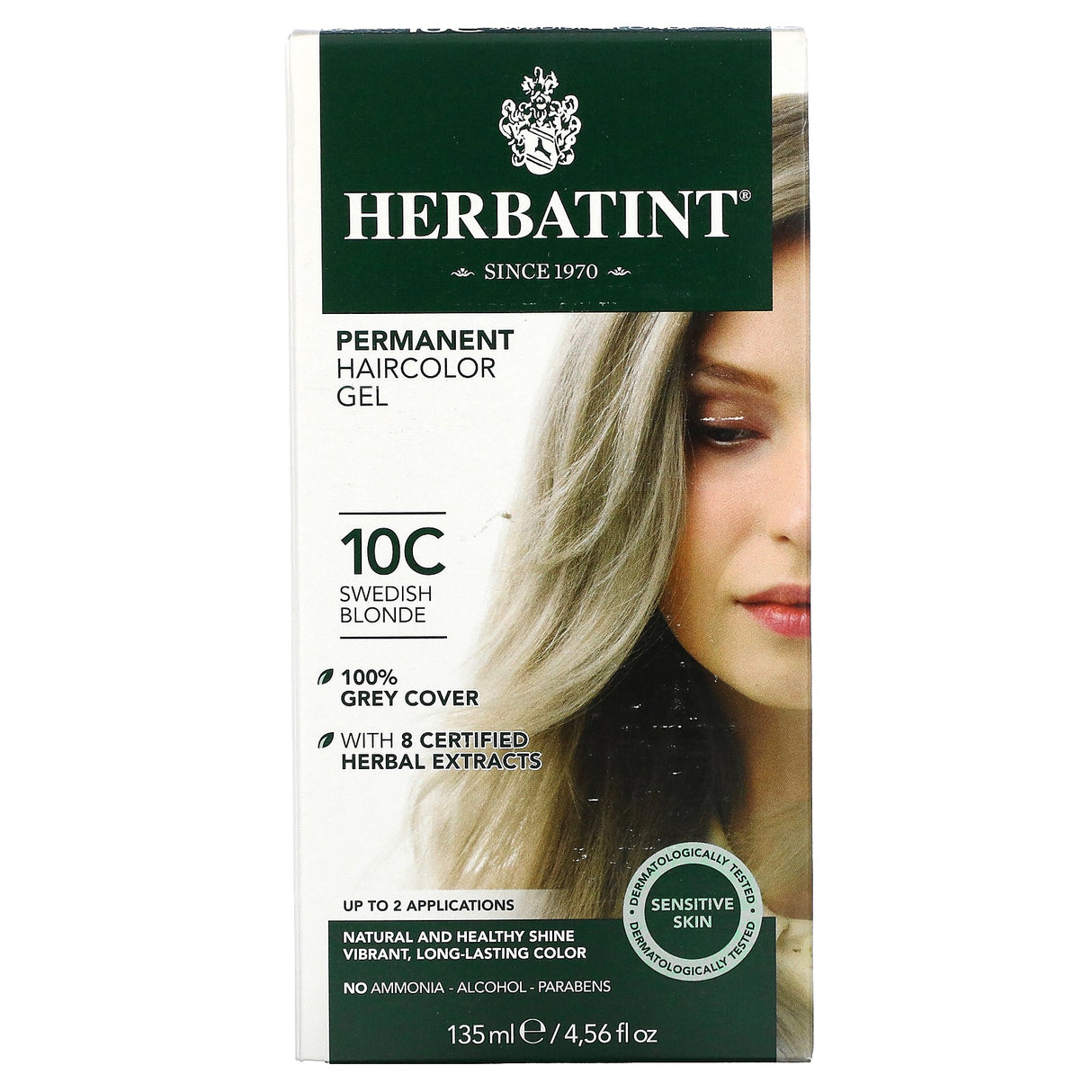 Herbatint (Antica Herbavita), Permanent Haircolor Gel, 10C, Swedish Blonde, 4.56 fl oz (135 ml) - Supply Center USA
