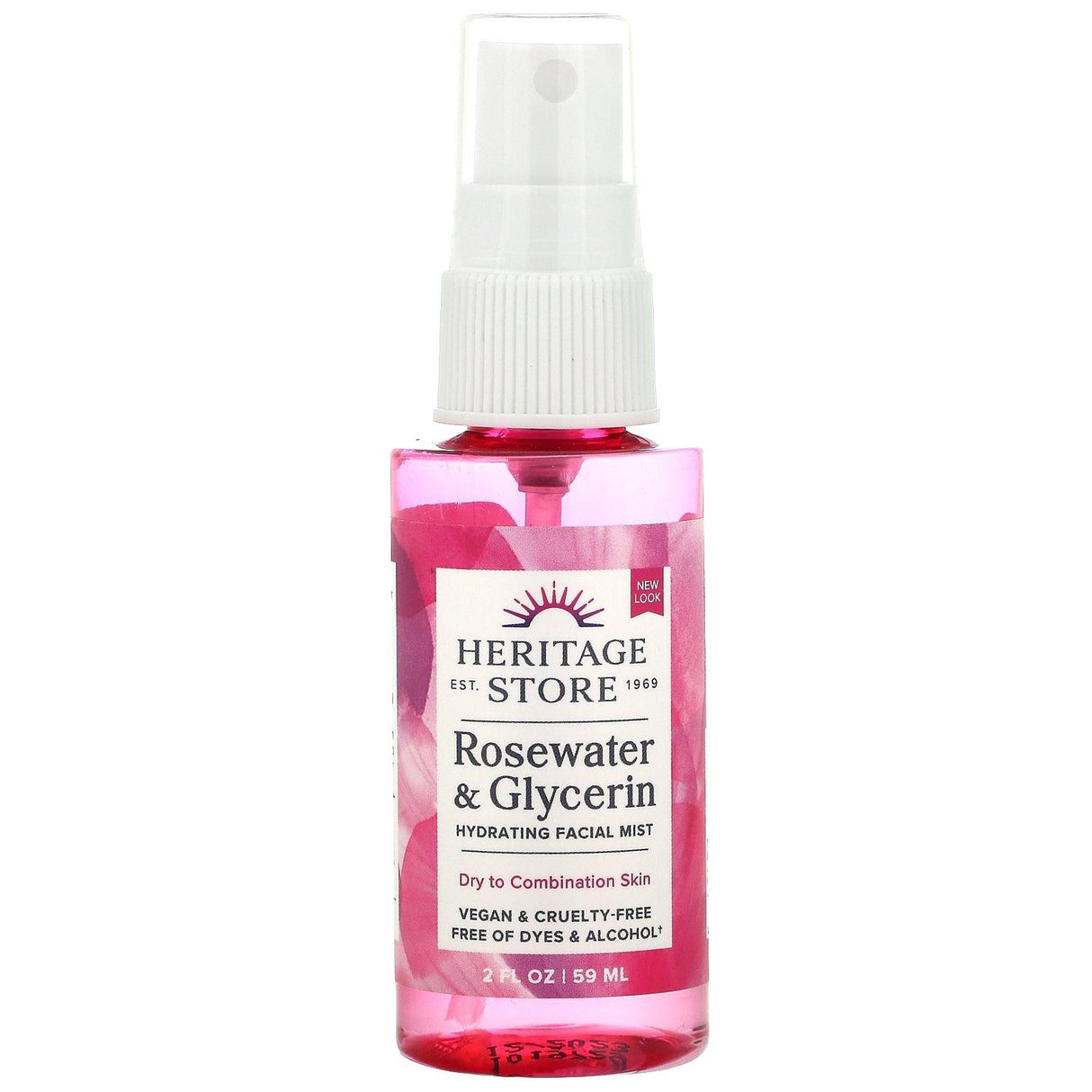 Heritage Store, Rosewater & Glycerin, Hydrating Facial Mist, 4 fl oz (118 ml) - Supply Center USA