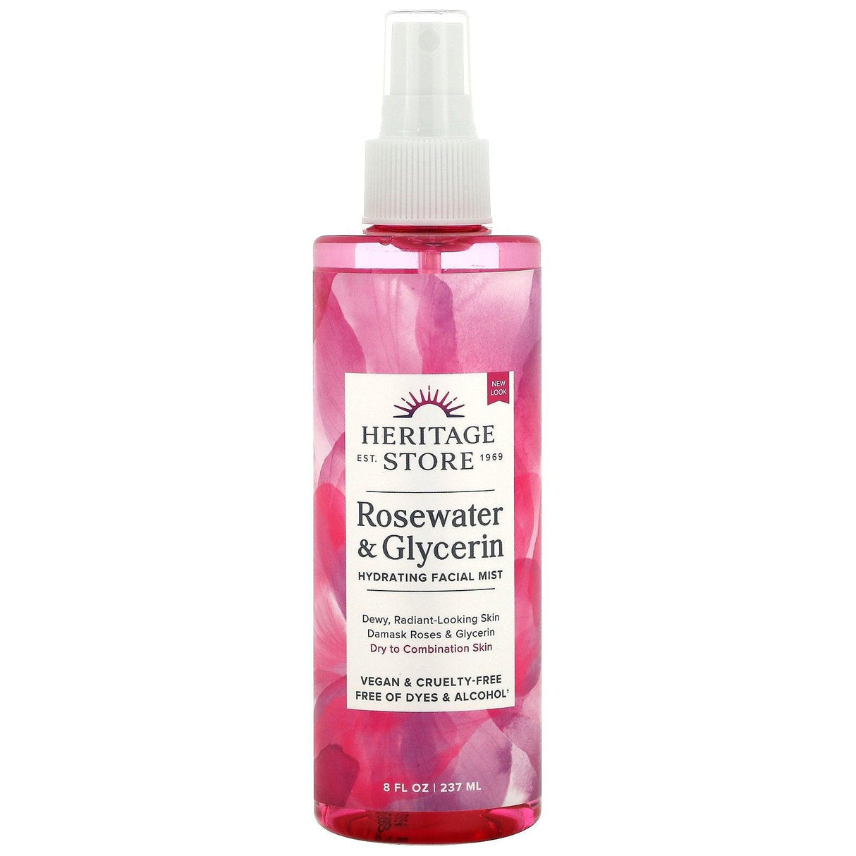 Heritage Store, Rosewater & Glycerin, Hydrating Facial Mist, 4 fl oz (118 ml) - Supply Center USA