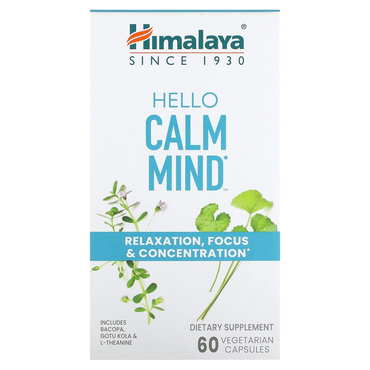 Himalaya, Hello Calm Mind, 60 Vegetarian Capsules - Supply Center USA