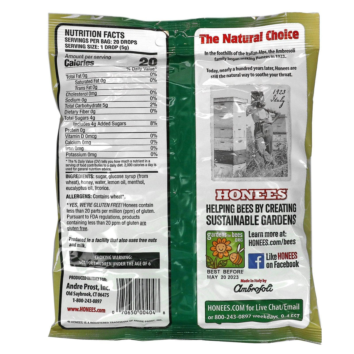 Honees, Cough Drops, Honey Lemon, 20 King Sized Cough Drops - Supply Center USA