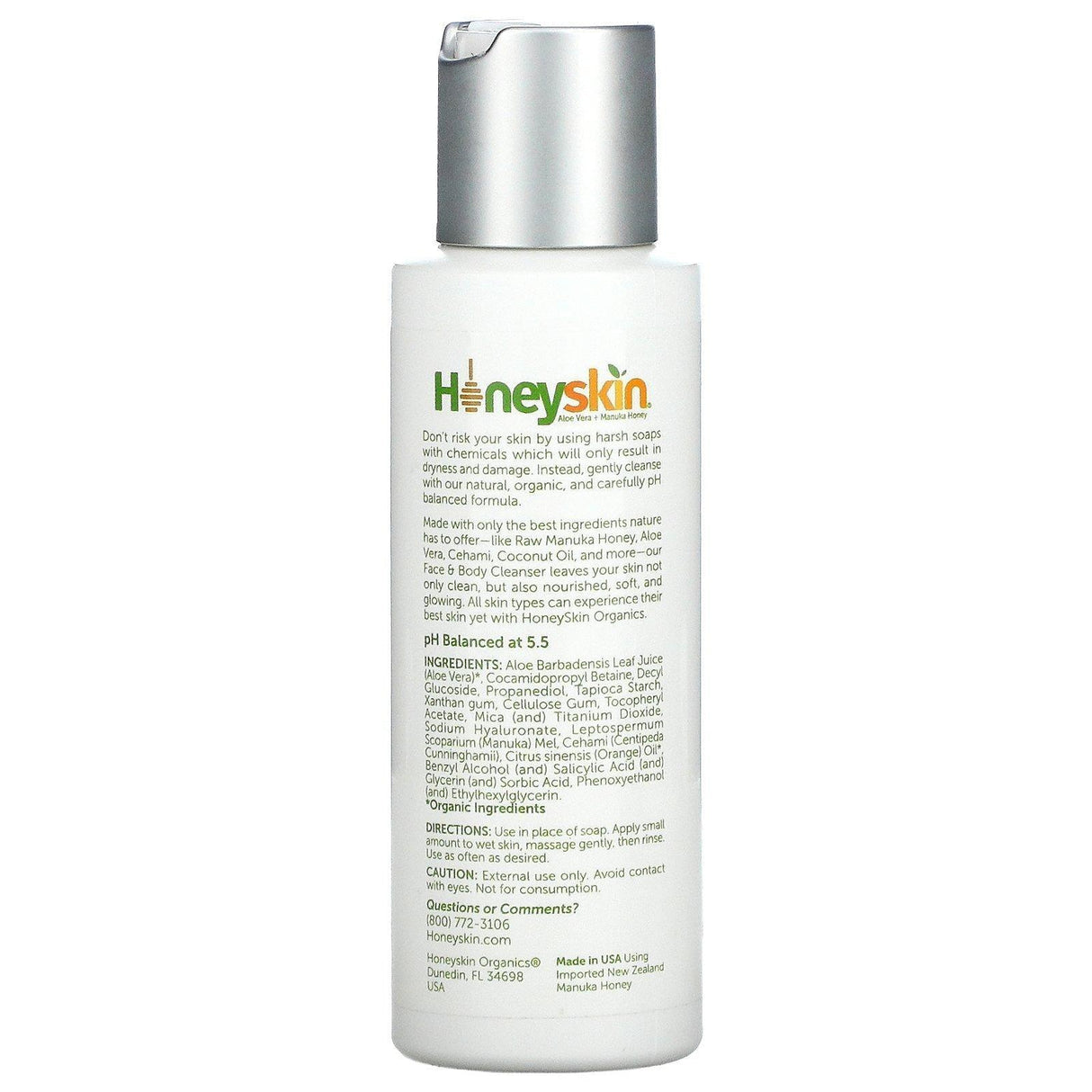 Honeyskin, Face & Body Cleanser, 4 fl oz (118 ml) - Supply Center USA