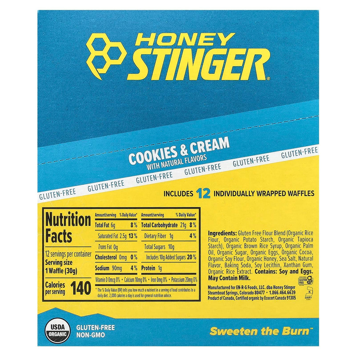 HoneyStinger, Energy Waffle, Cookies & Cream, 12 Waffles, 1.06 oz (30 g) Each - Supply Center USA