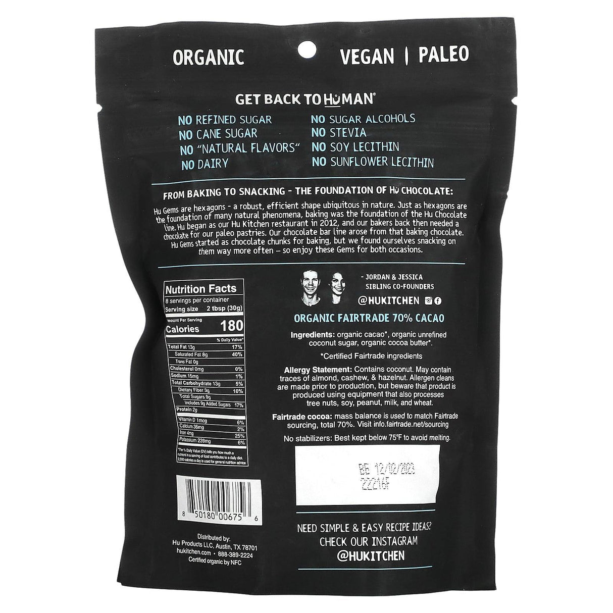 Hu, Snacking & Baking Gems, Dark Chocolate, 9 oz (255 g) - Supply Center USA