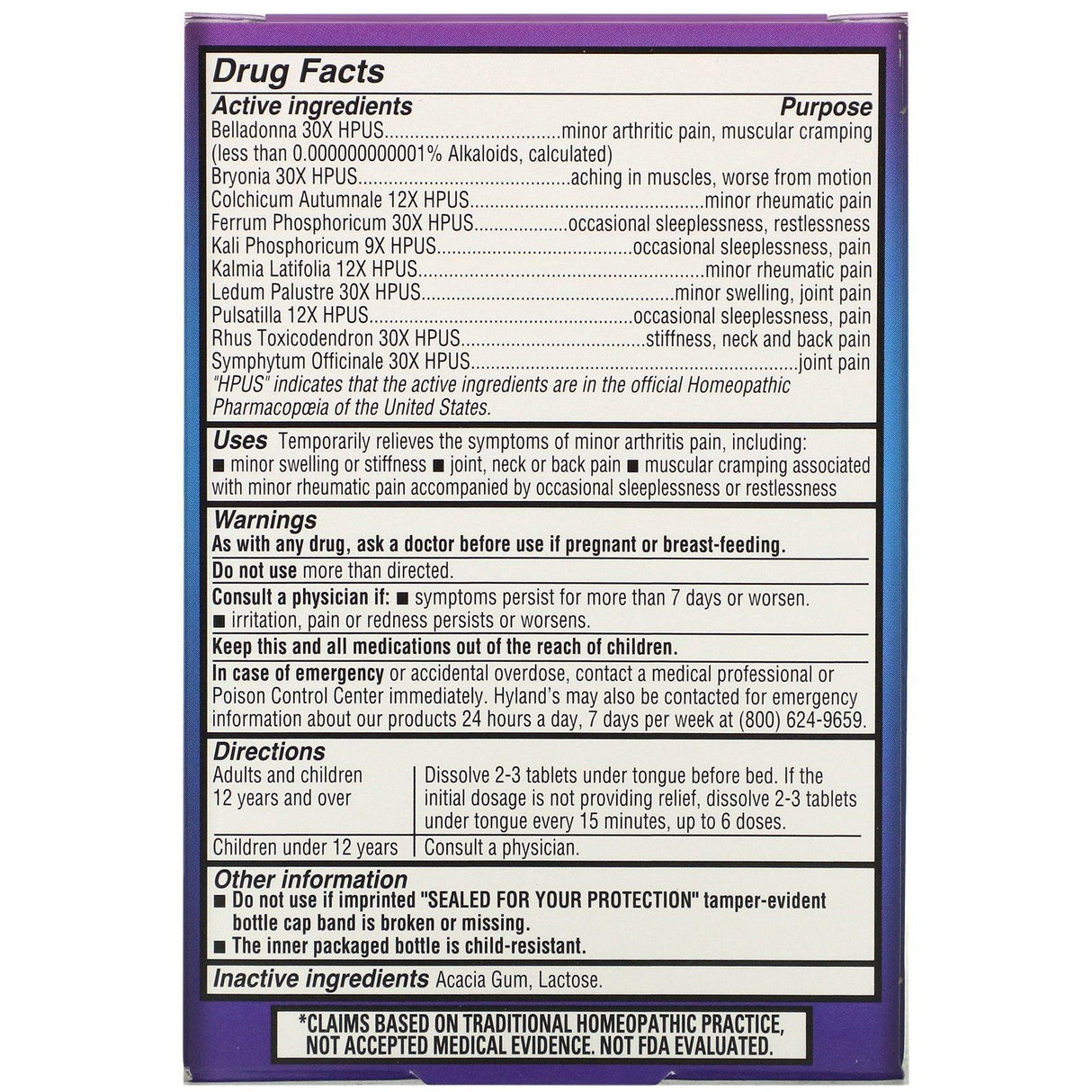 Hyland's, FLEXmore PM Arthritis Pain Relief, 50 Quick-Dissolving Tablets - Supply Center USA