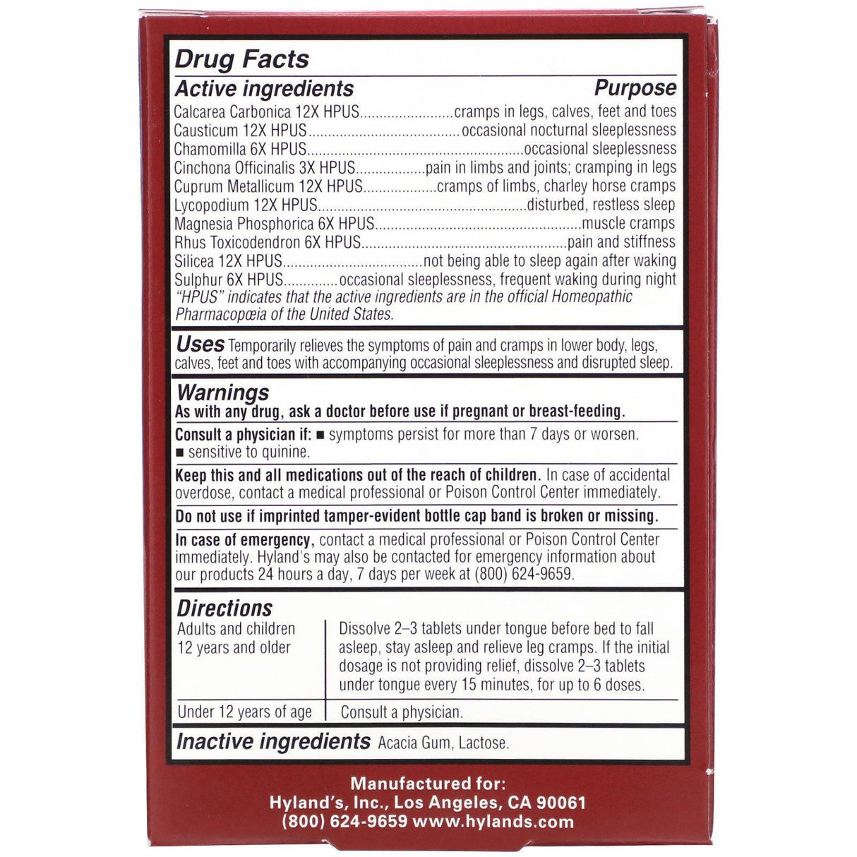 Hyland's, Leg Cramps PM, 50 Quick-Dissolving Tablets - Supply Center USA