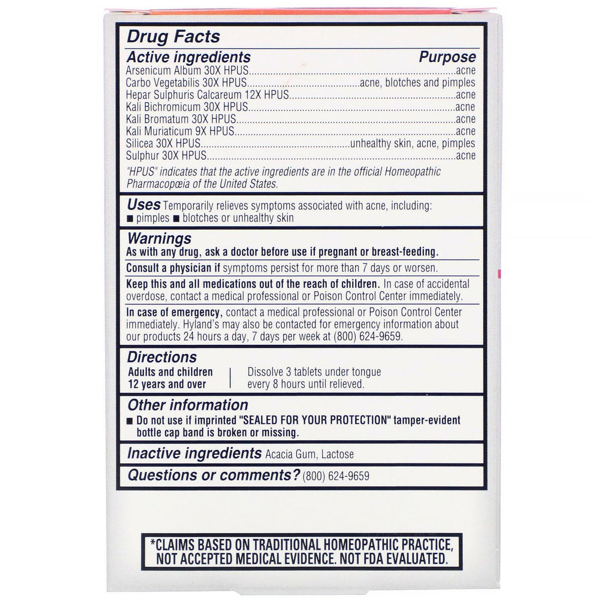 Hyland's, Young Adult, ClearAc, 194 mg , 50 Quick-Dissolving Tablets - Supply Center USA
