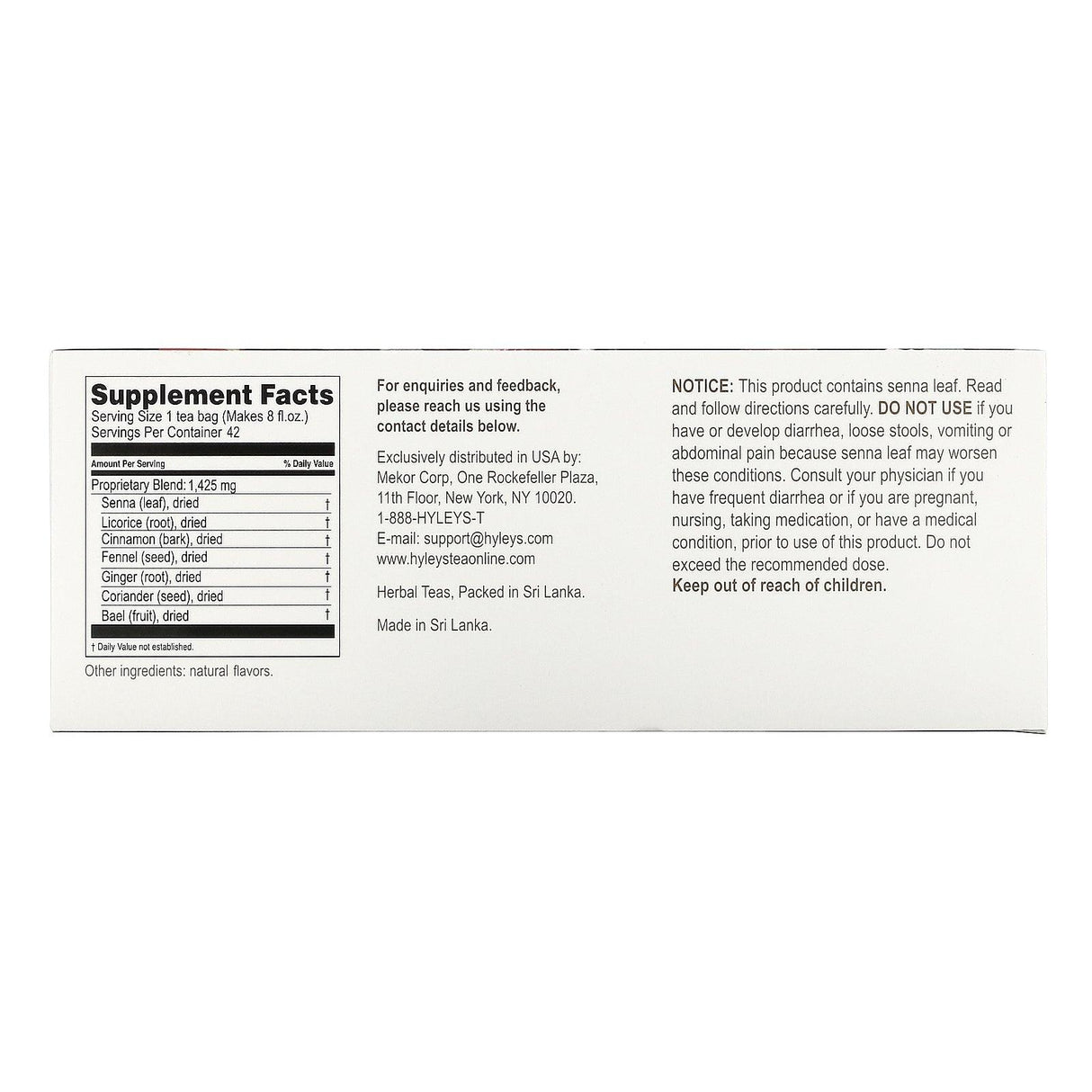 Hyleys Tea, Colon Cleanse, Assorted Tea Collection, Caffeine Free, 42 Foil Envelope Tea Bags, 0.05 oz (1.5 g) Each - Supply Center USA