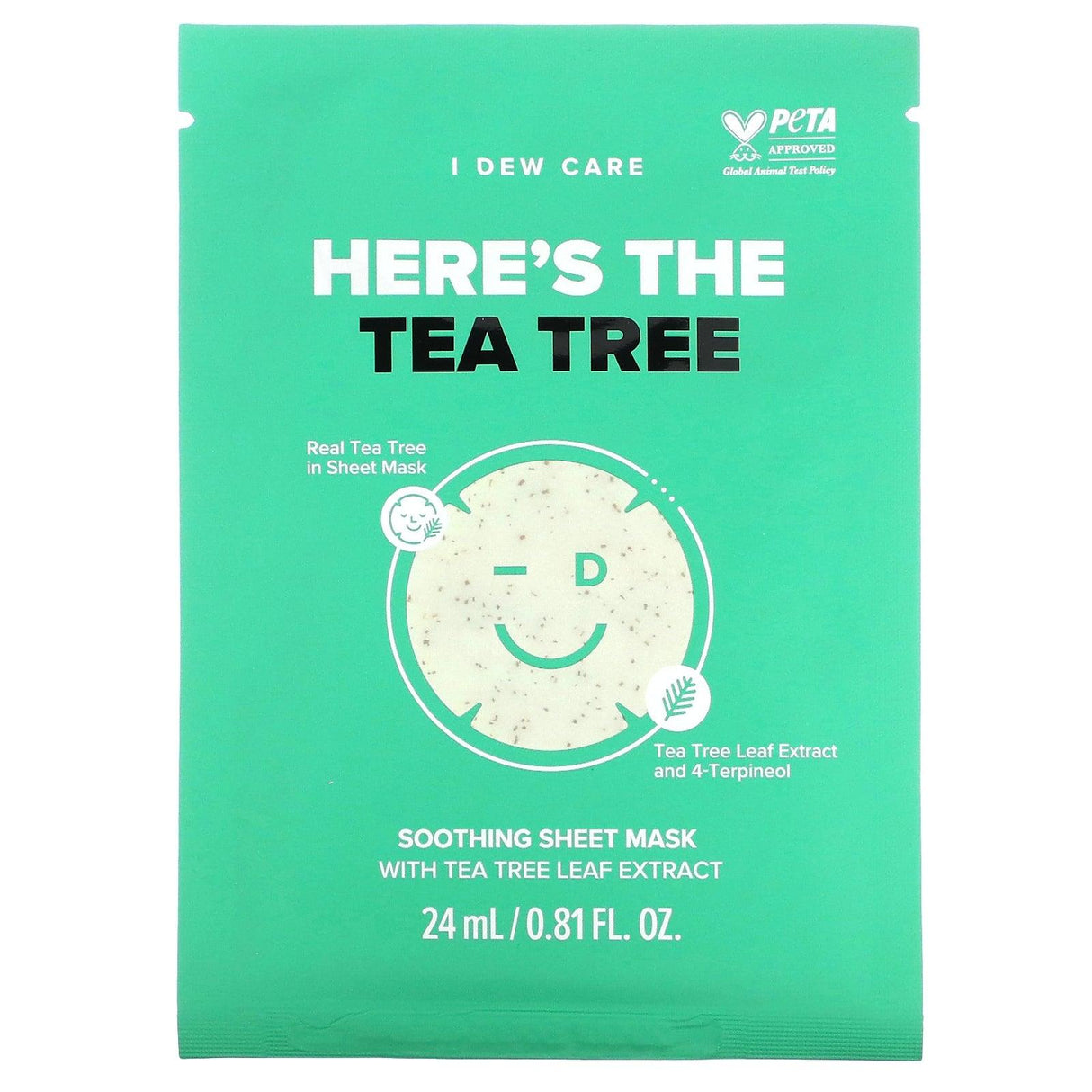 I Dew Care, Here´s The Tea Tree, Soothing Beauty Sheet Mask , 10 Sheet Masks, 0.81 fl oz (24 ml) Each - Supply Center USA