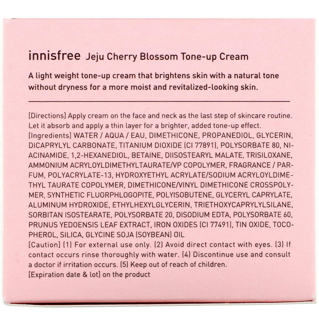 Innisfree, Jeju Cherry Blossom Tone-up Cream, 1.69 fl oz (50 ml) - Supply Center USA