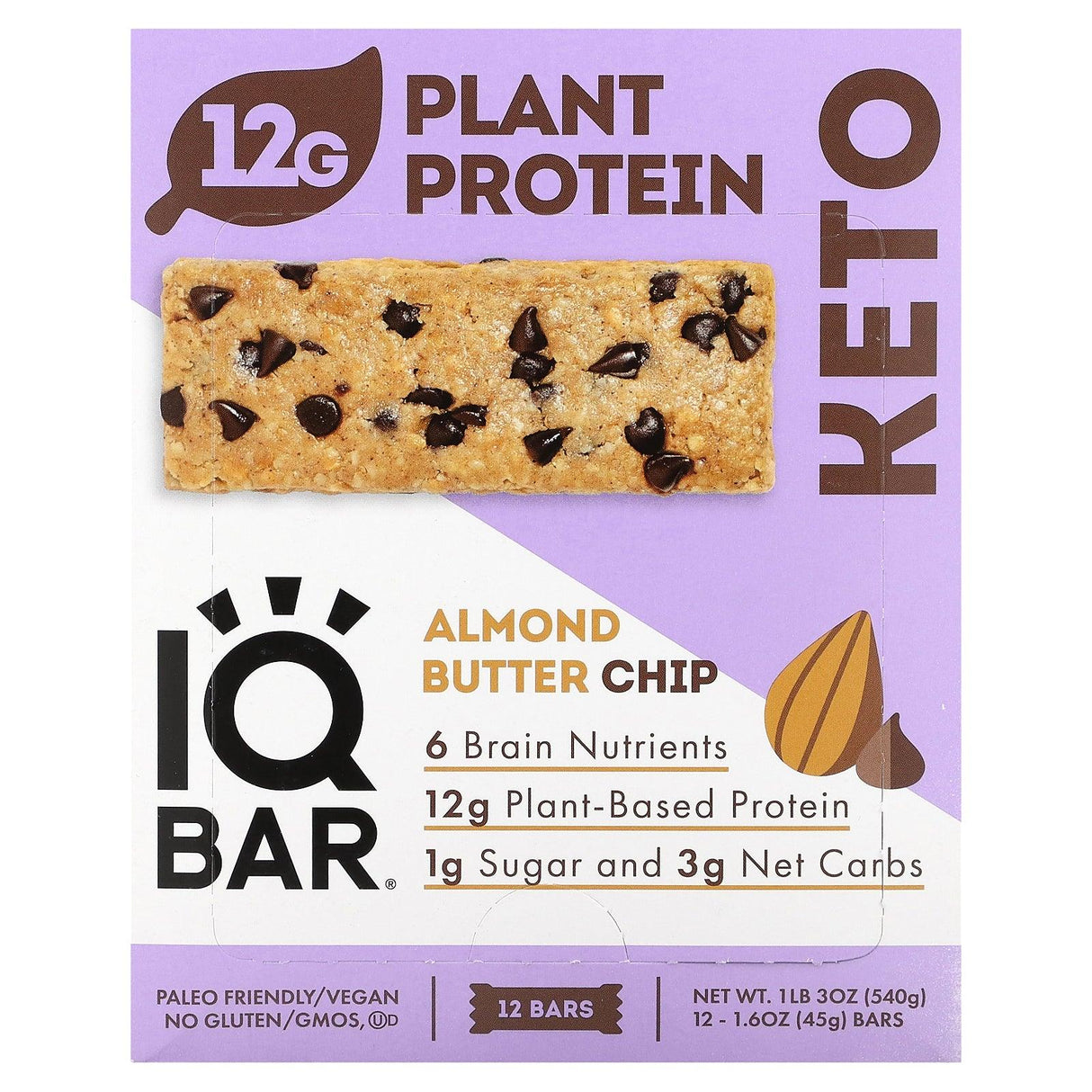 IQBAR, Plant Protein Bar, Matcha Chai, 12 Bars, 1.6 oz (45 g) Each - Supply Center USA