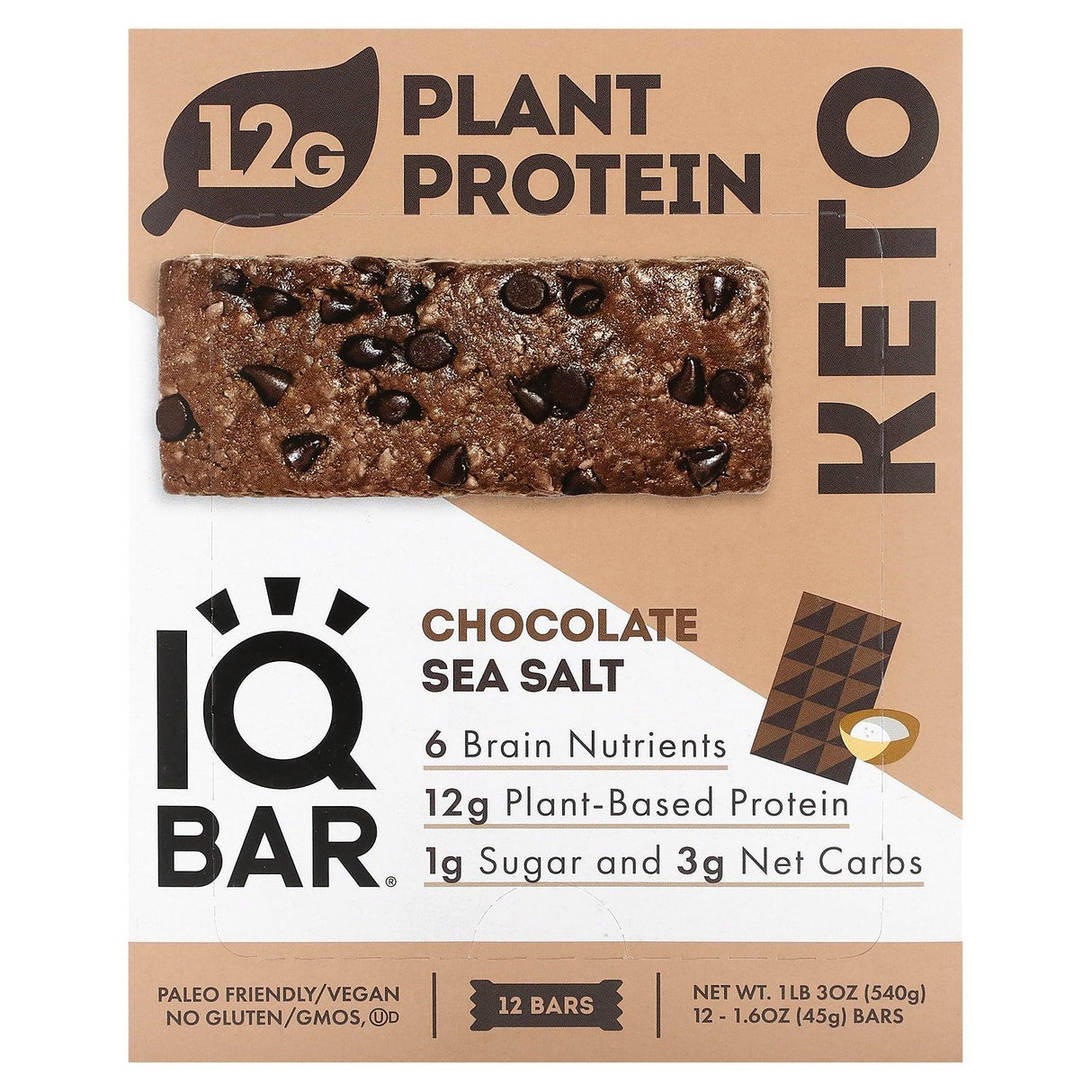 IQBAR, Plant Protein Bar, Matcha Chai, 12 Bars, 1.6 oz (45 g) Each - Supply Center USA