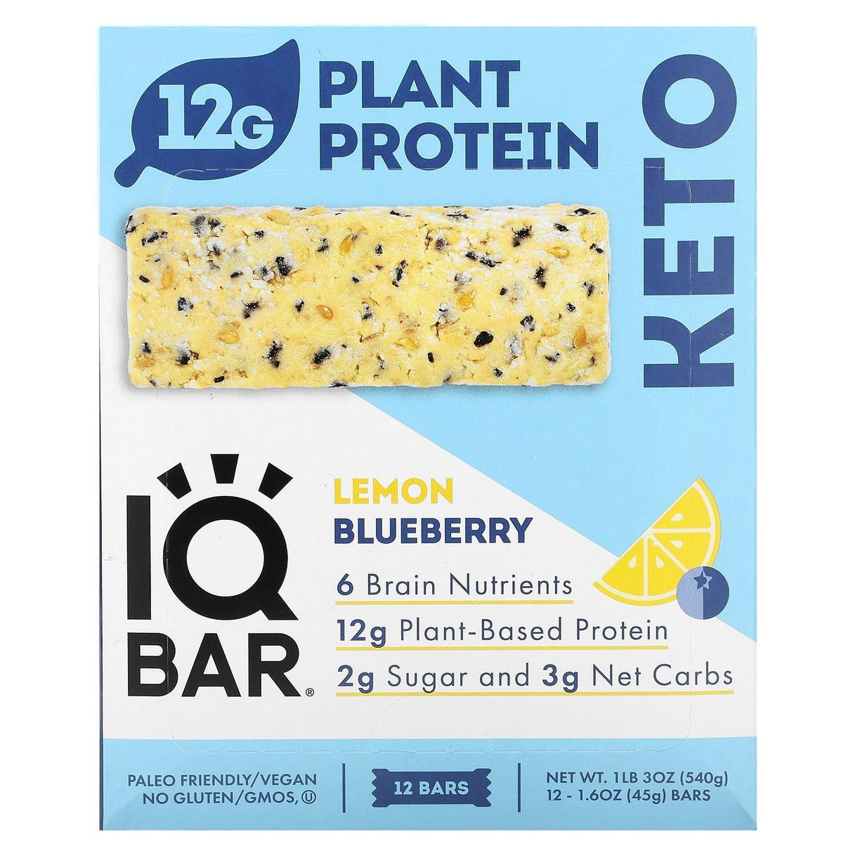 IQBAR, Plant Protein Bar, Matcha Chai, 12 Bars, 1.6 oz (45 g) Each - Supply Center USA