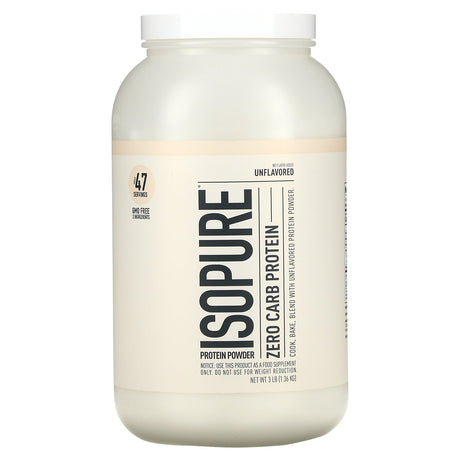 Isopure, Zero Carb, Protein Powder, Unflavored, 3 lb (1.36 kg) - Supply Center USA