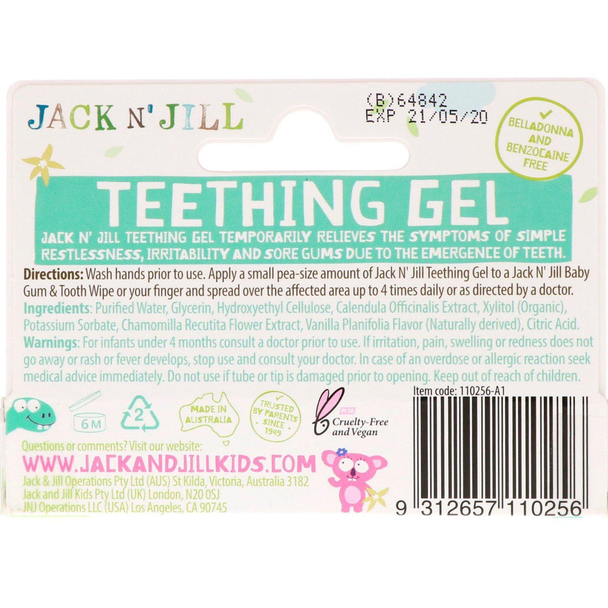 Jack n' Jill, Teething Gel, 4+ Months, Vanilla, 0.5 oz (15 g) - Supply Center USA