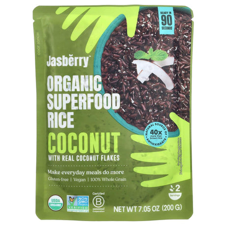 Jasberry, Organic Superfood Rice, Coconut with Real Coconut Flakes, 7.05 oz (200 g) - Supply Center USA