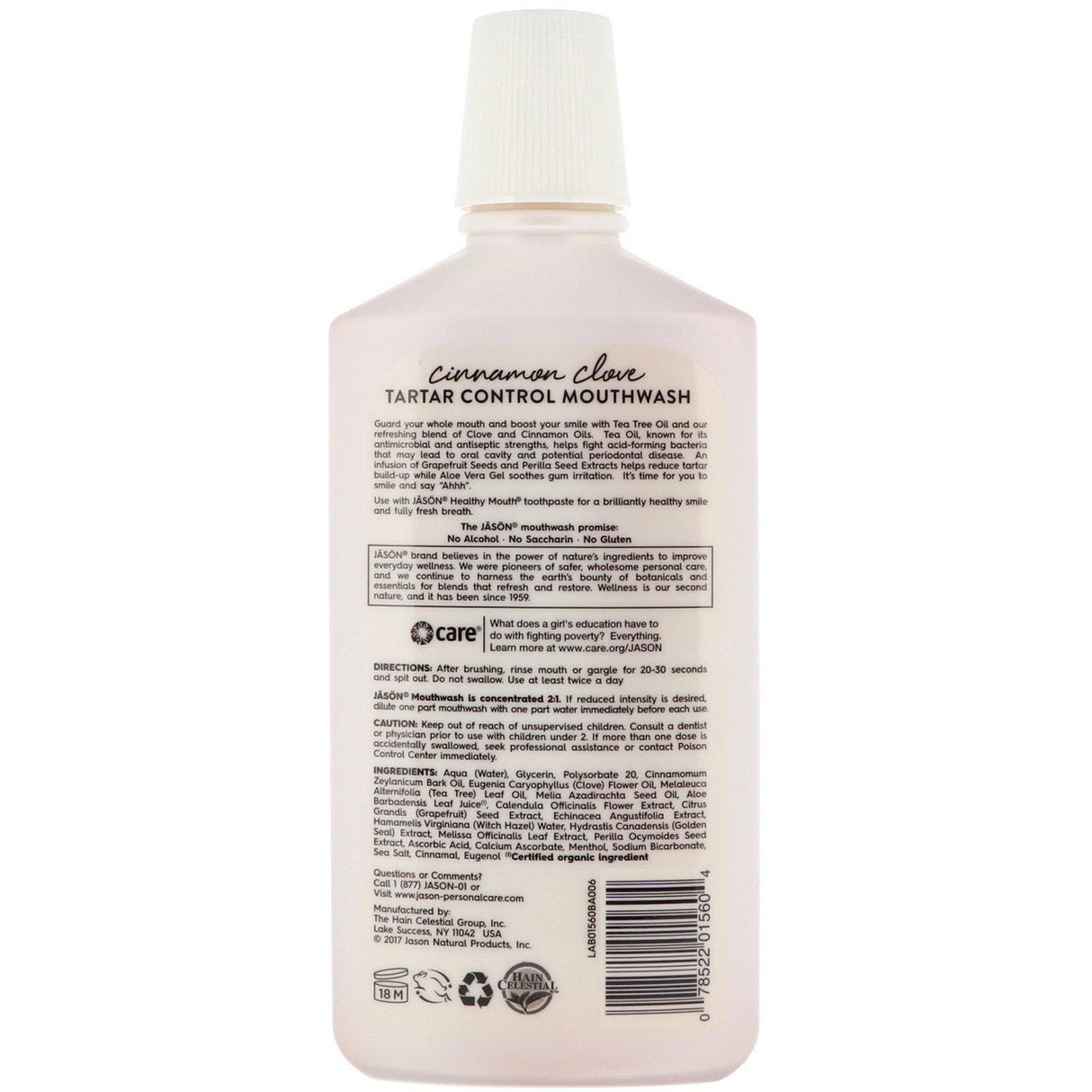 Jason Natural, Healthy Mouth, Fresh Breath Mouthwash, Tartar Control, Cinnamon Clove, 16 fl oz (473 ml) - Supply Center USA