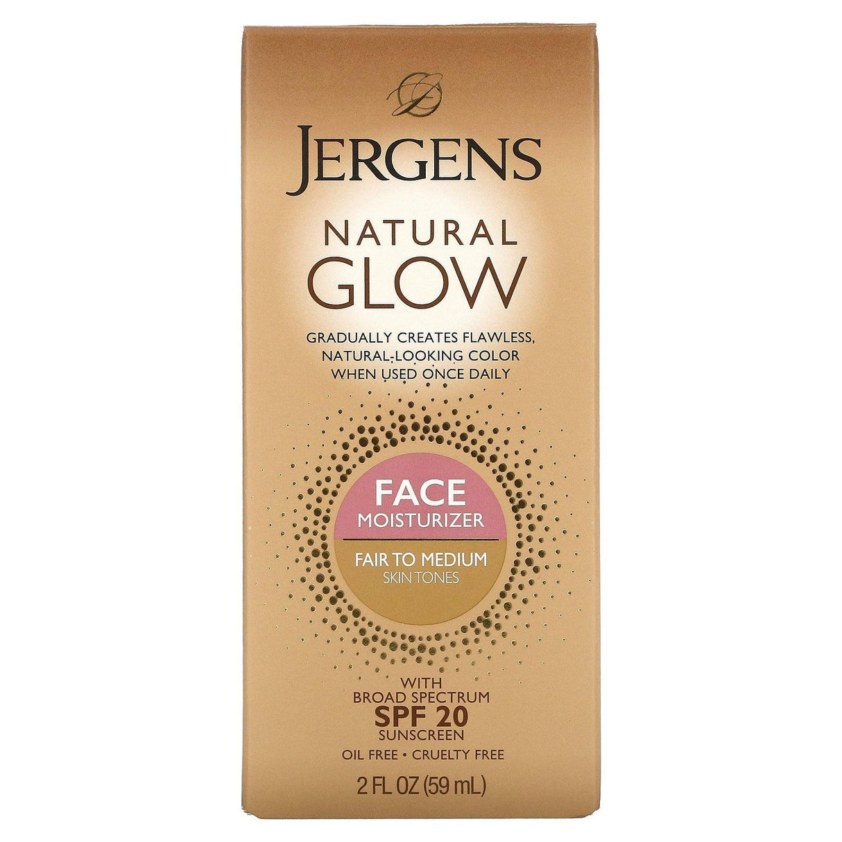 Jergens, Natural Glow, Face Moisturizer, SPF 20, Medium to Deep Skin Tones, 2 fl oz (59 ml) - Supply Center USA