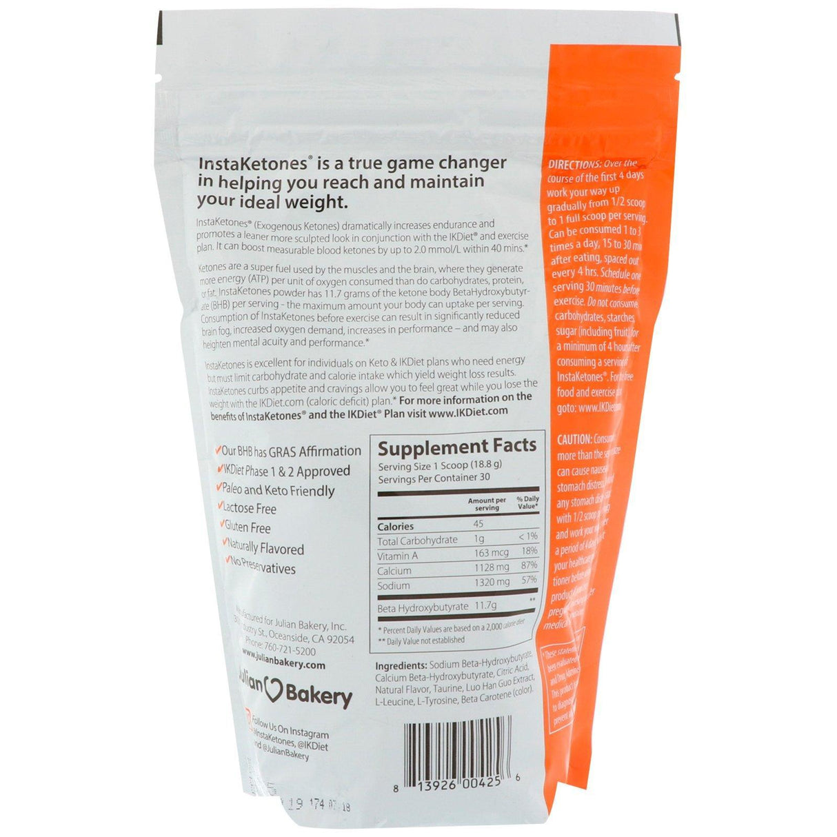 Julian Bakery, InstaKetones, Orange Burst, 1.24 lbs (565 g) - Supply Center USA
