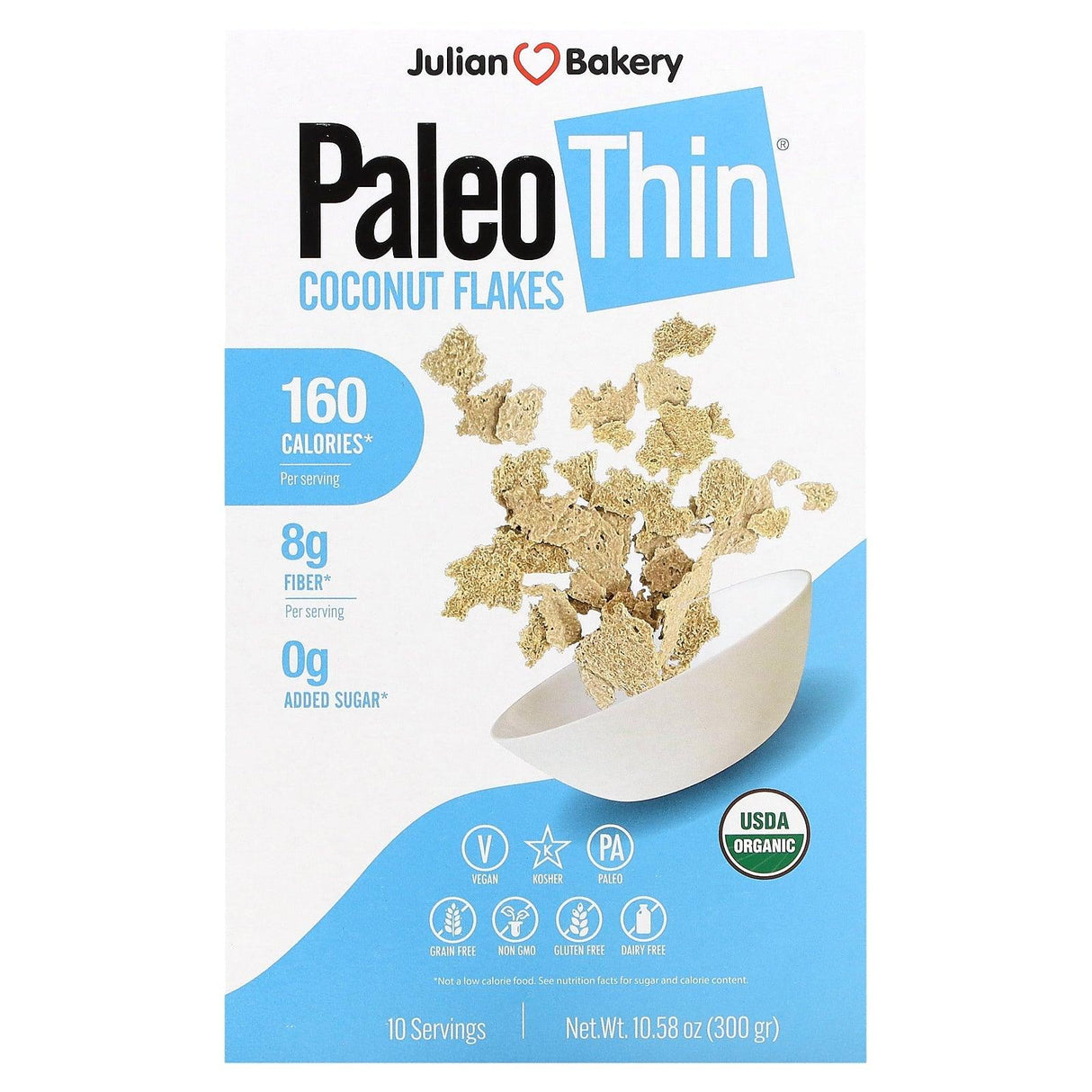 Julian Bakery, Paleo Thin, Coconut Flakes, 10.58 oz (300 g) - Supply Center USA