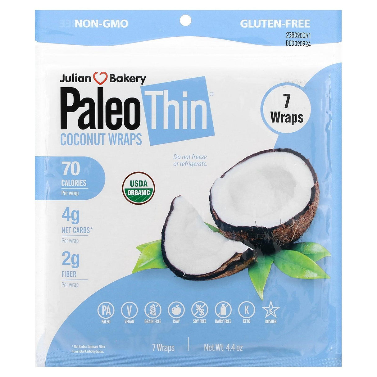 Julian Bakery, PaleoThin, Coconut Wraps, 7 Wraps, 4.4 oz - Supply Center USA