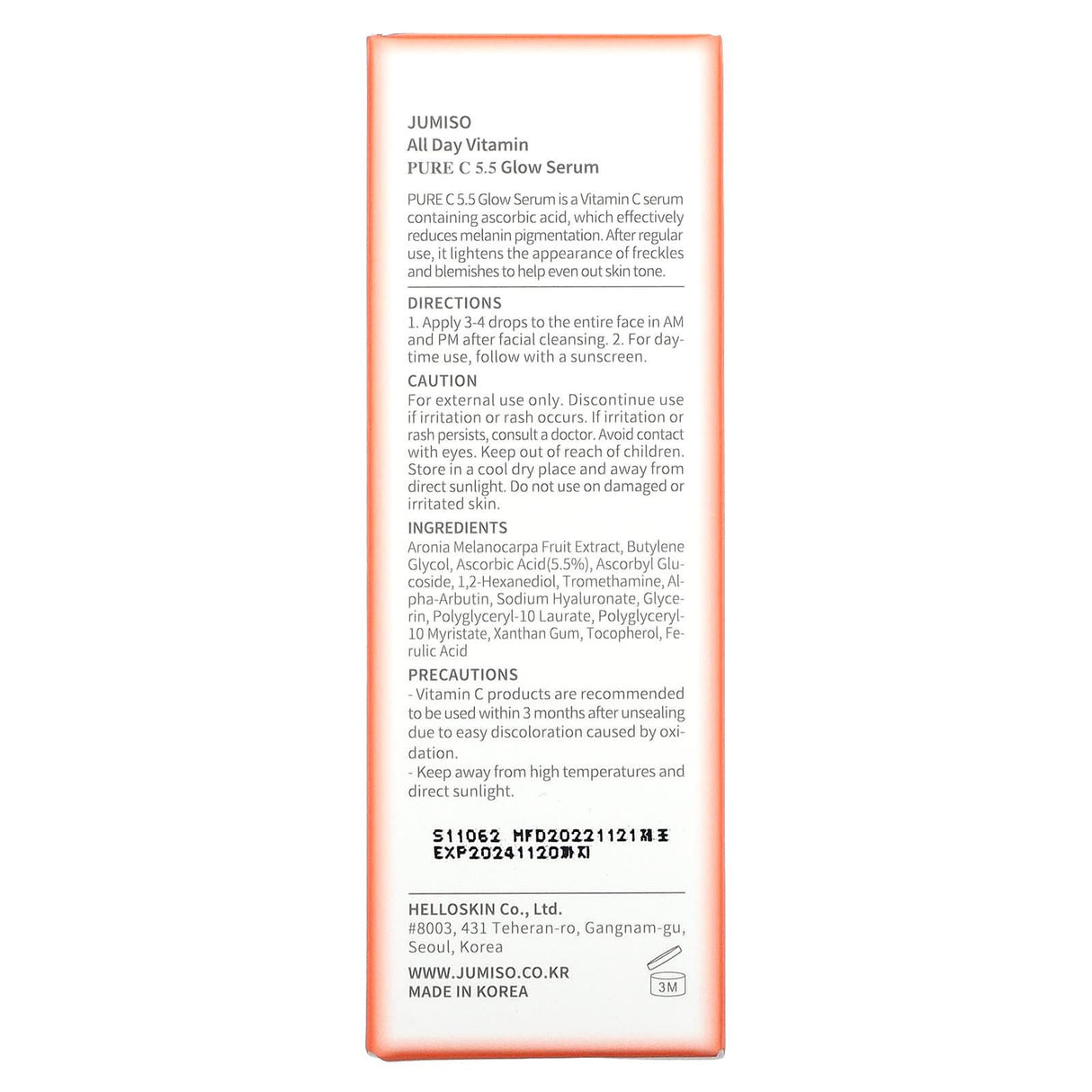 Jumiso, All Day Vitamin, Pure C 5.5 Glow Serum, 1.01 fl oz (30 ml) - Supply Center USA