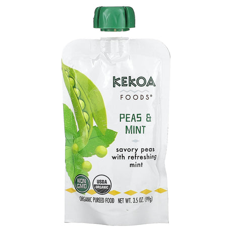 Kekoa, Peas And Mint, Organic Pureed Baby Food, 3.5 oz (99 g) - Supply Center USA